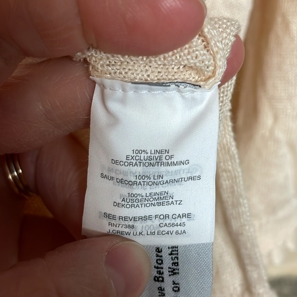 J.Crew Size Medium Cream Color Lightweight with Pom-Pom Hem Crewneck Sweater - Picture 6 of 8